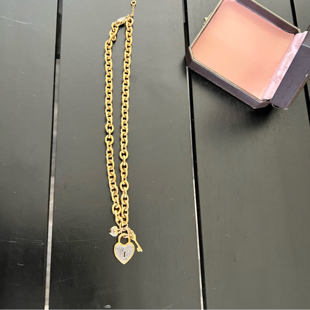 Juicy Couture Gold Chain Heart Lock Necklace View 3